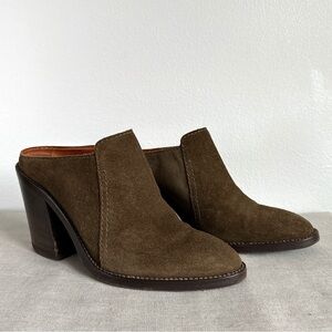 Aquatalia Green suede heel block booties mules Slip On Size 7